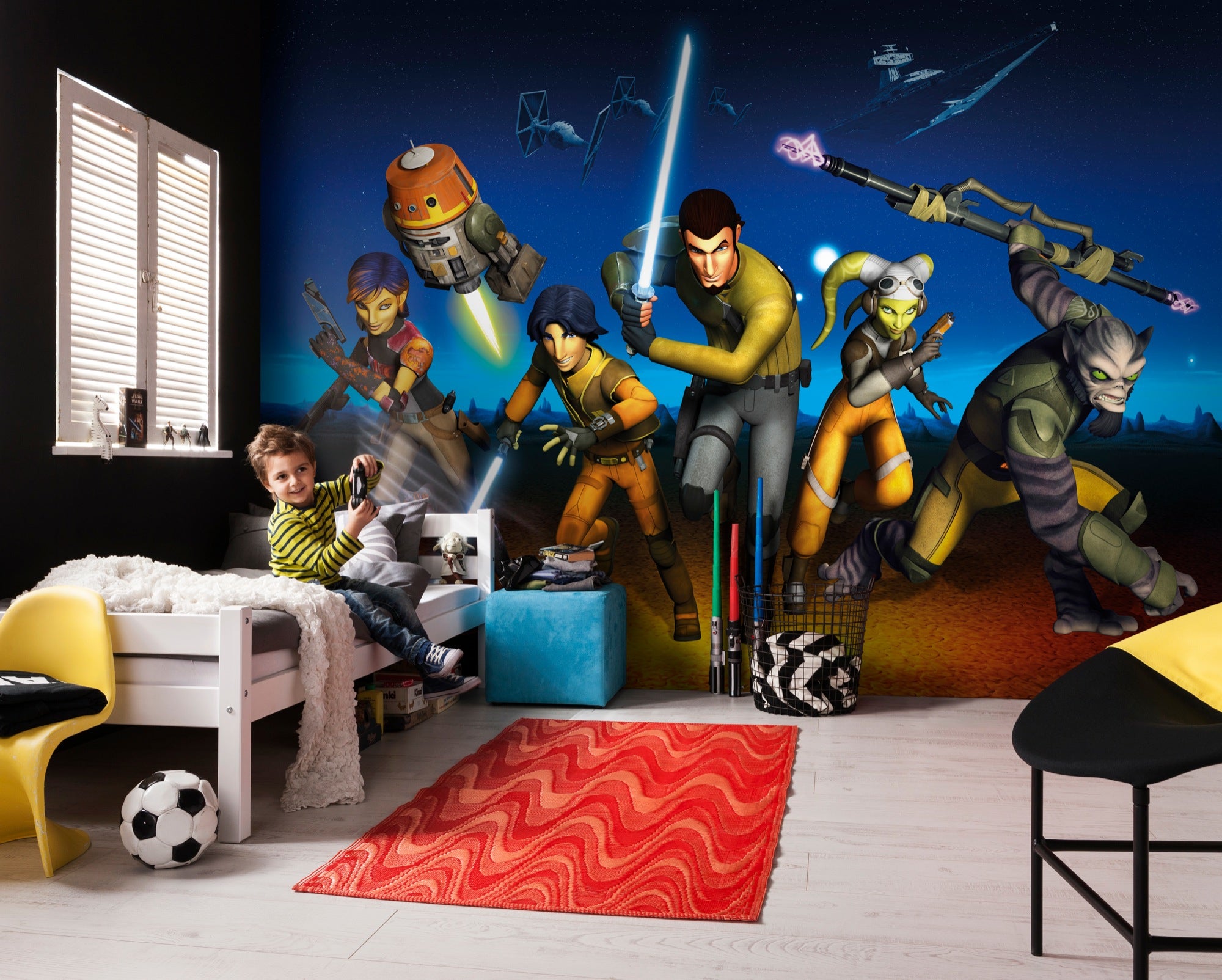 Fototapeta Star Wars niebieskim,pomarańczowymIżółtym - 368 x 254 cm - DISNEY