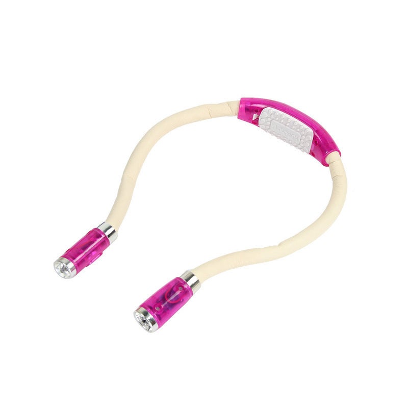 Lampka do czytania LED na szyję – bez użycia rąk – 3 poziomy jasności – elastyczna – idealna do czytania, robienia na drutach i podróżowania – różowa