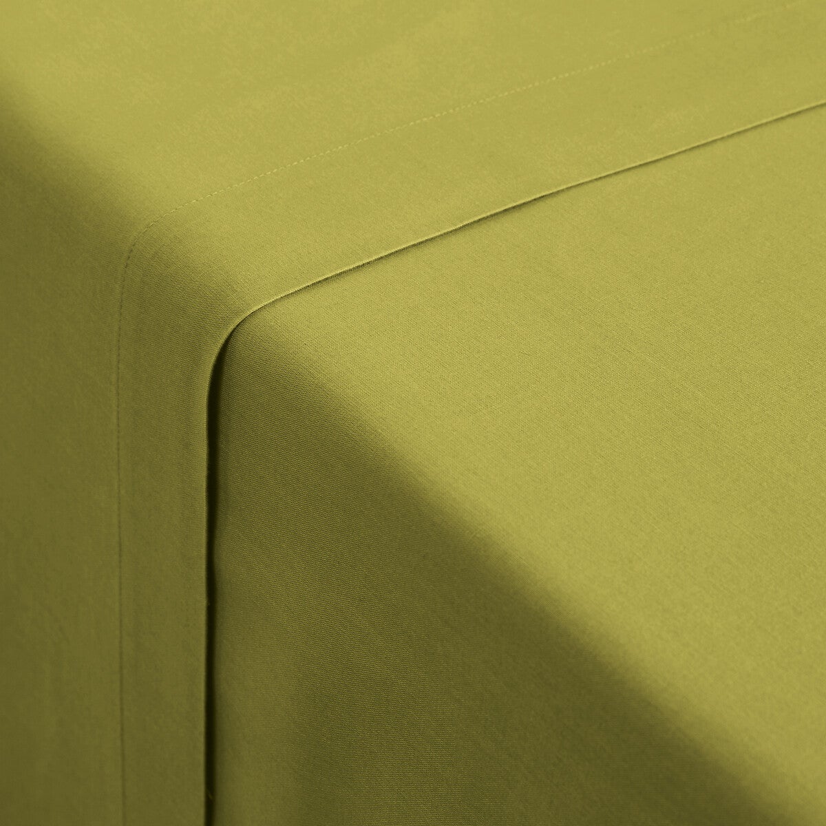 Drap plat uni en coton lavé, Scenario - Vert olive - 150 x 250 cm - 3