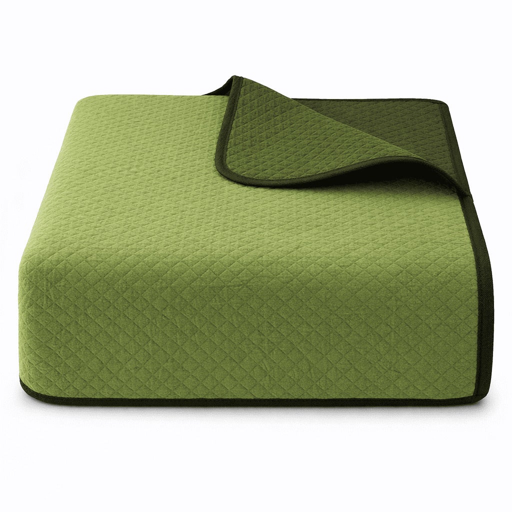 Colcha Bicolor Reversible Oliva/Botella Cama 180cm Donegal Collections - 4
