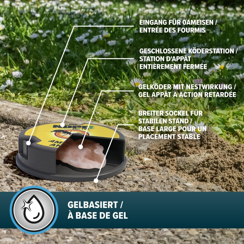 Scatole esca formiche NOPE! - 4 x 10 g - uso interno / esterno - gel a bassa tossicità - elimina il formicaio - 5