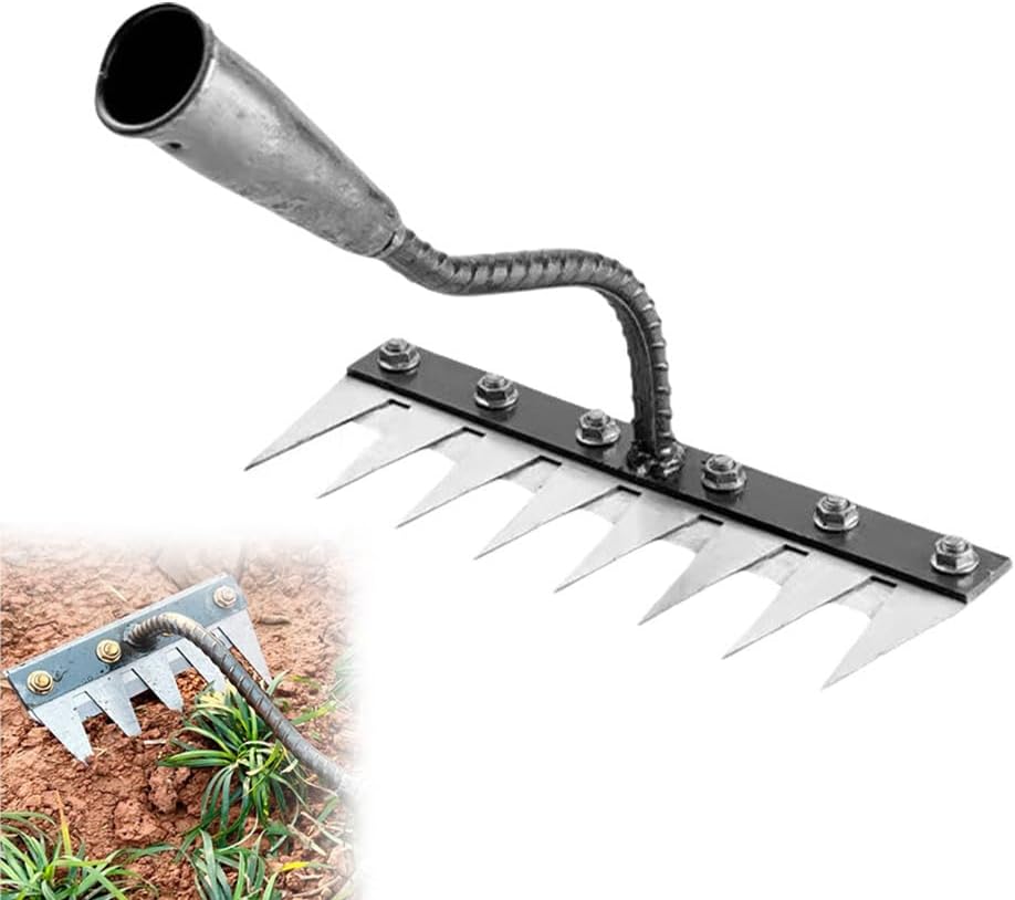 Grabie ogrodowe ze stali węglowej zębowe bardzo wytrzymałe metalowe grabie ogrodowe żelazne grabie do ogrodnictwa pielenia grabie ręczne spulchniania