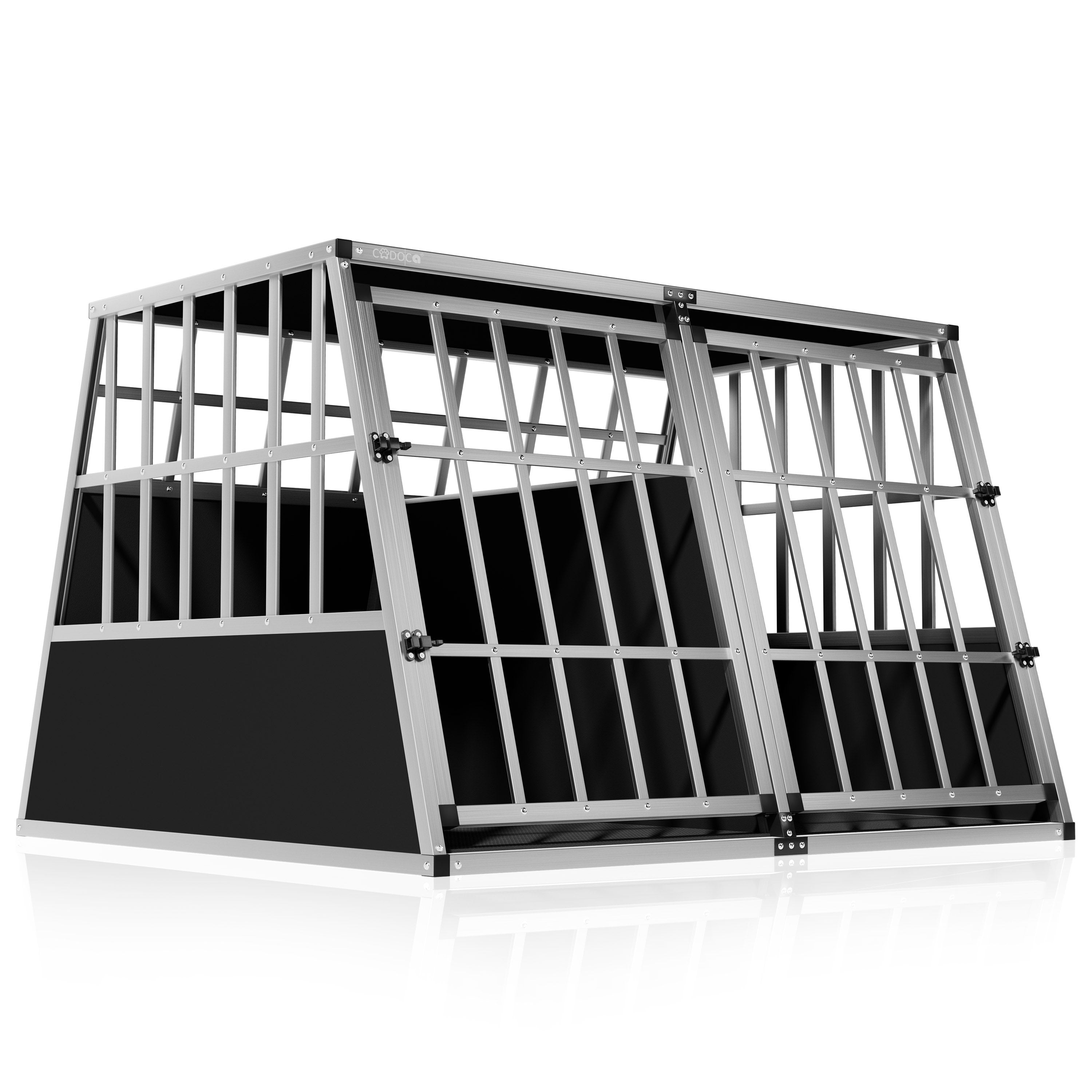 CADOCA® Cage de Transport XXL pour Animaux Aluminium MDF 2 Portes Noir Caisse Chien boîte Box de Transport Voiture - 2