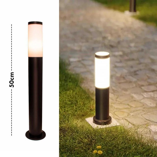 TOKYO Lampione da giardino impermeabile IP44 attacco Lampada E27 acciaio NERO palo tenuta stagna esterno viale cortile patio terrazza 230V MISURA 50CM