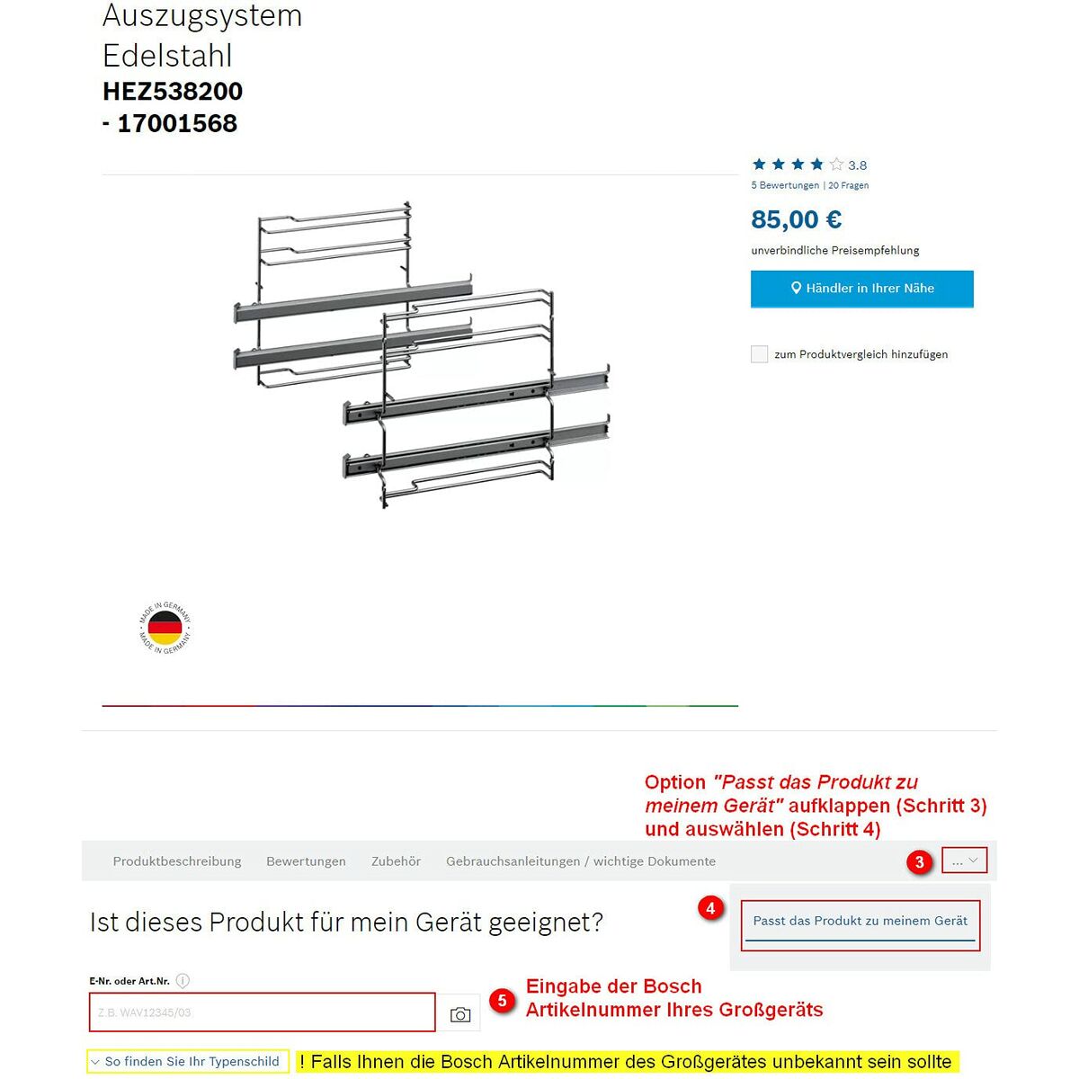 Szyny teleskopowe Bosch ze stali nierdzewnej do piekarników - 6