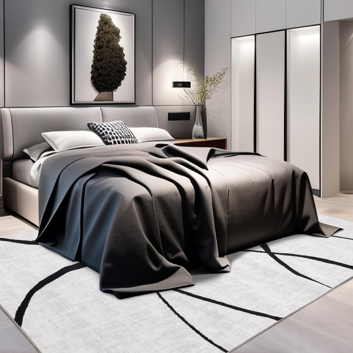 Tapis abstrait 120*200cm - tapis lavable pour salon et chambre, grand tapis moderne antidérapant ultra-fin, décoration d'intérieur - 6