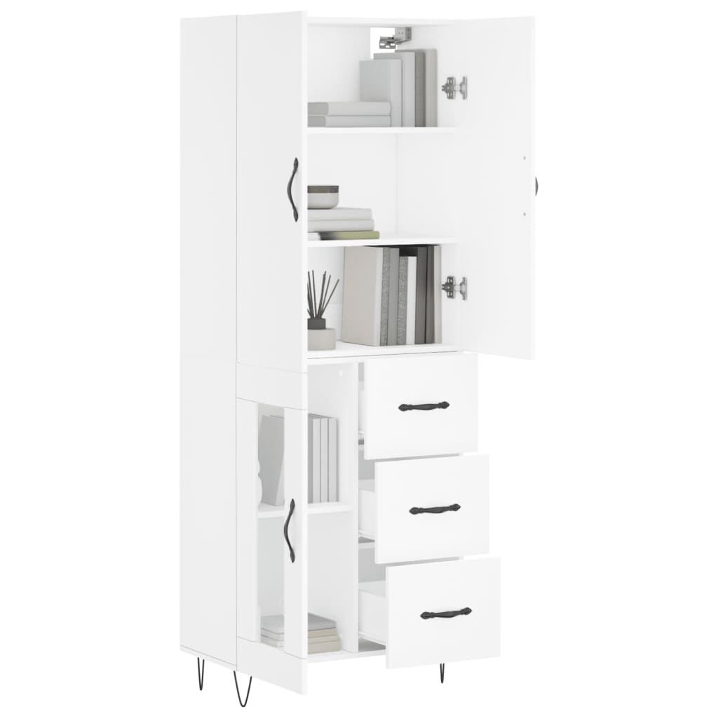 vidaXL Buffet haut Blanc 69,5x34x180 cm Bois d'ingénierie - 3