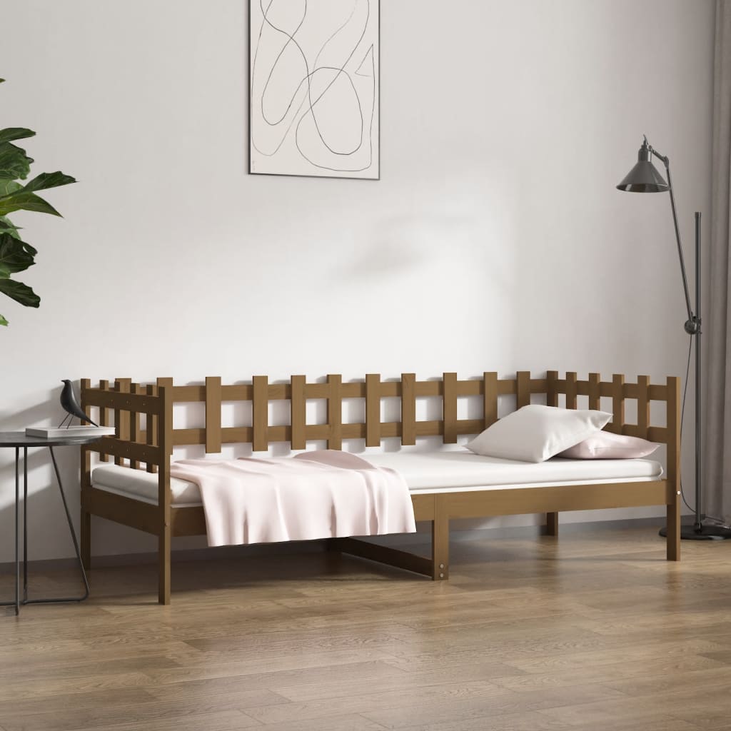 Łóżko Dzienne Drewniane Brązowe Rama Łóżka Ze Stelażem Sofa 90x200 cm