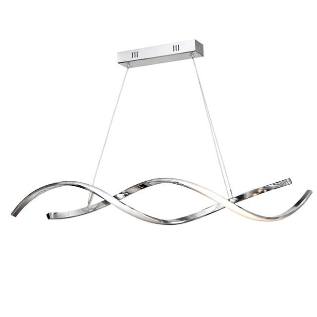 MAKA Lampadario LED Sospensione Moderno Argento Cromo 28W Luce Regolabile CCT 3000K-4000K-6500K 2240LM Design Ondulato per Cucina e Soggiorno