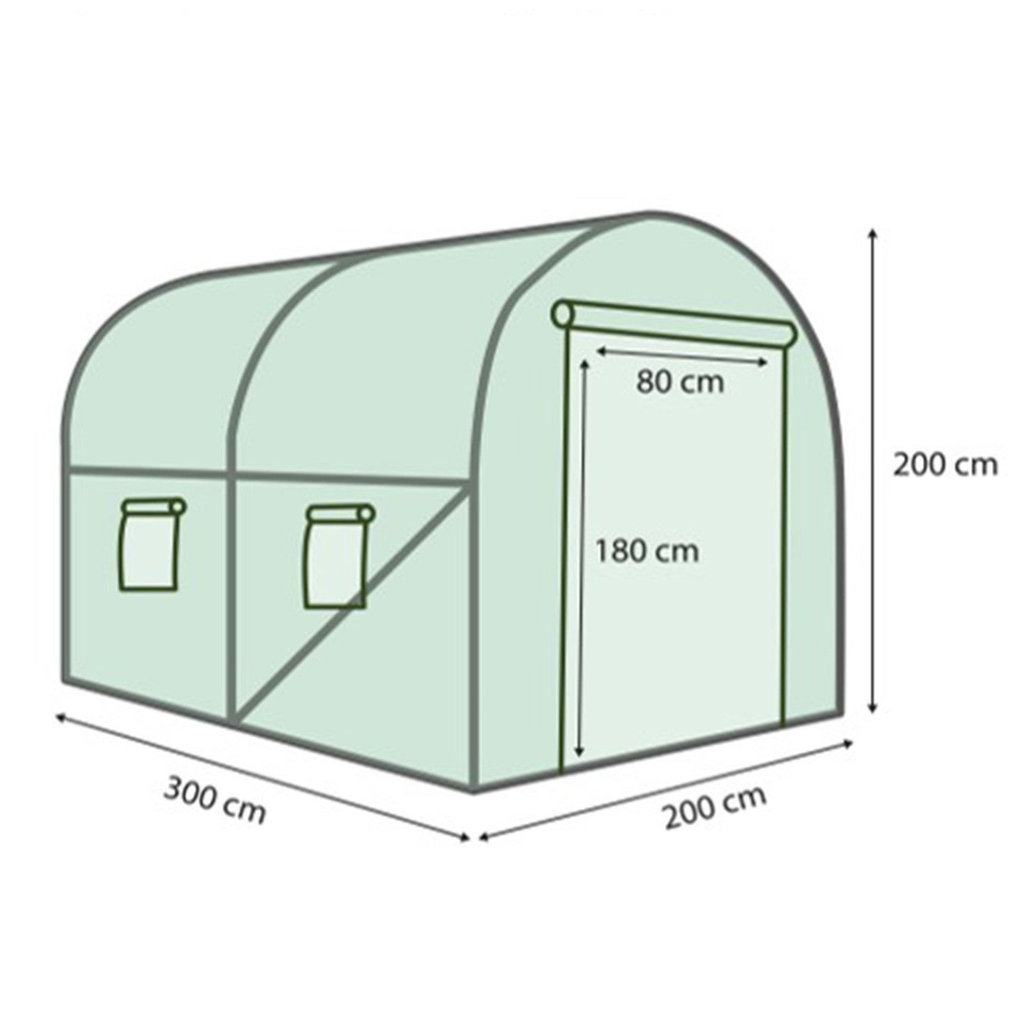 Serre tunnel de jardin 6M² verte gamme maraîchère ROMA 2x3M - 4