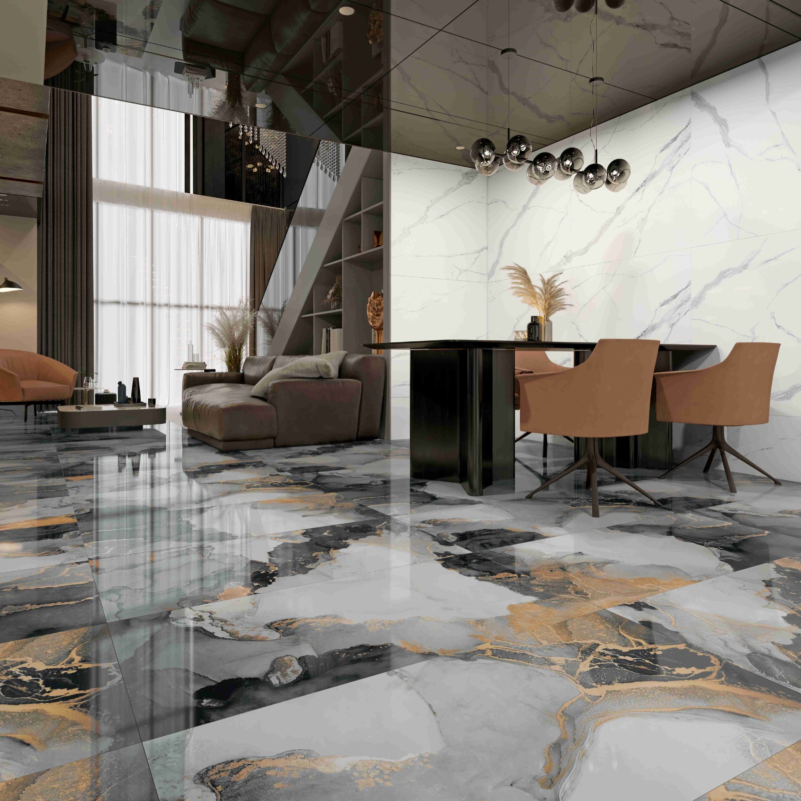 Carrelage sol/mur effet marbre gris JOYA l.120 x L.60 cm CERALUX - 3