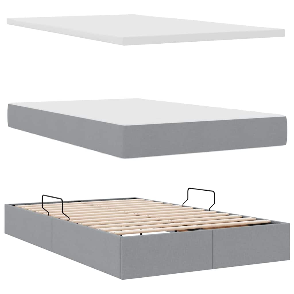 Lit avec rangement et matelas gris clair 120 x 200 cm en velours - 8