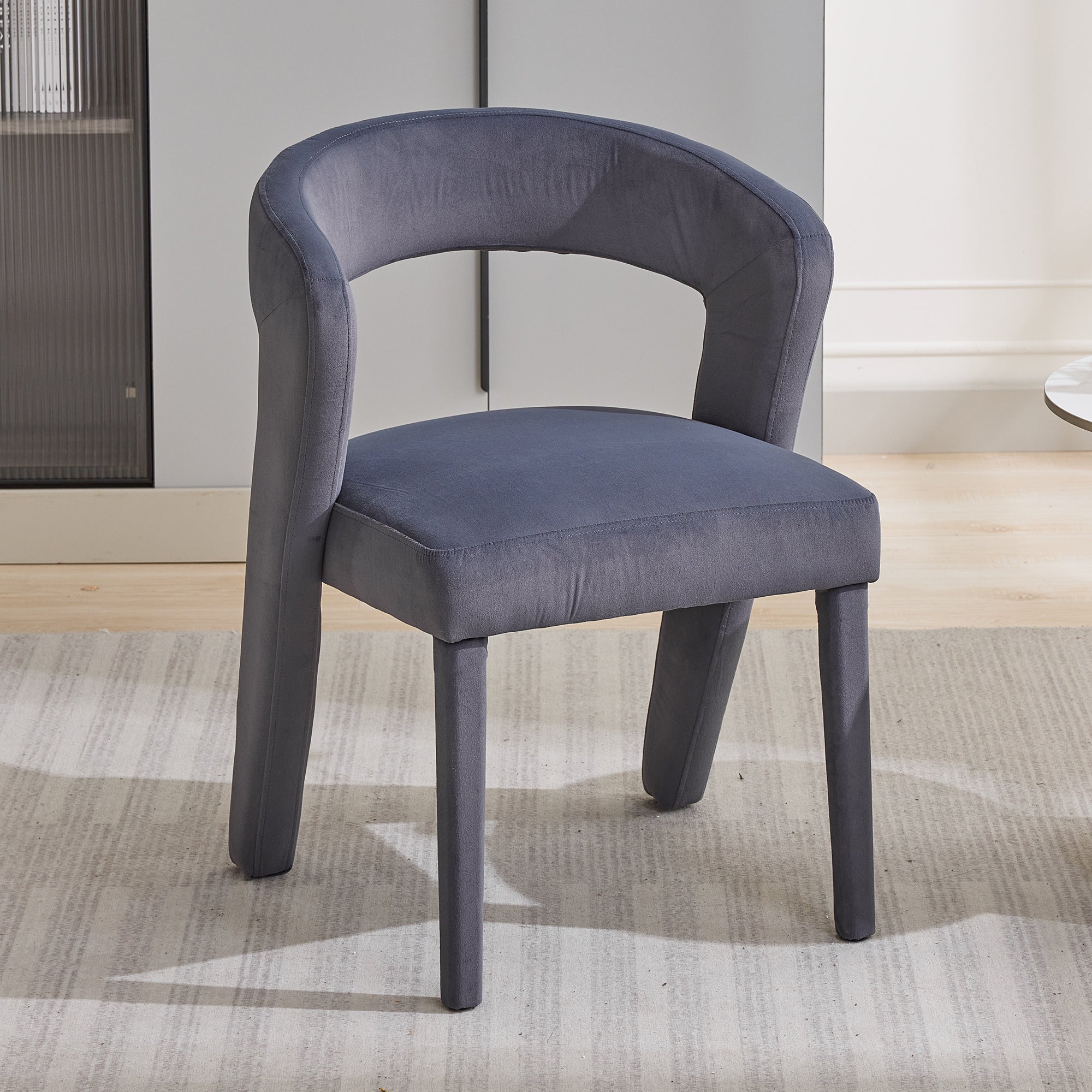 Poltrona imbottita in velluto - Grigio - 2