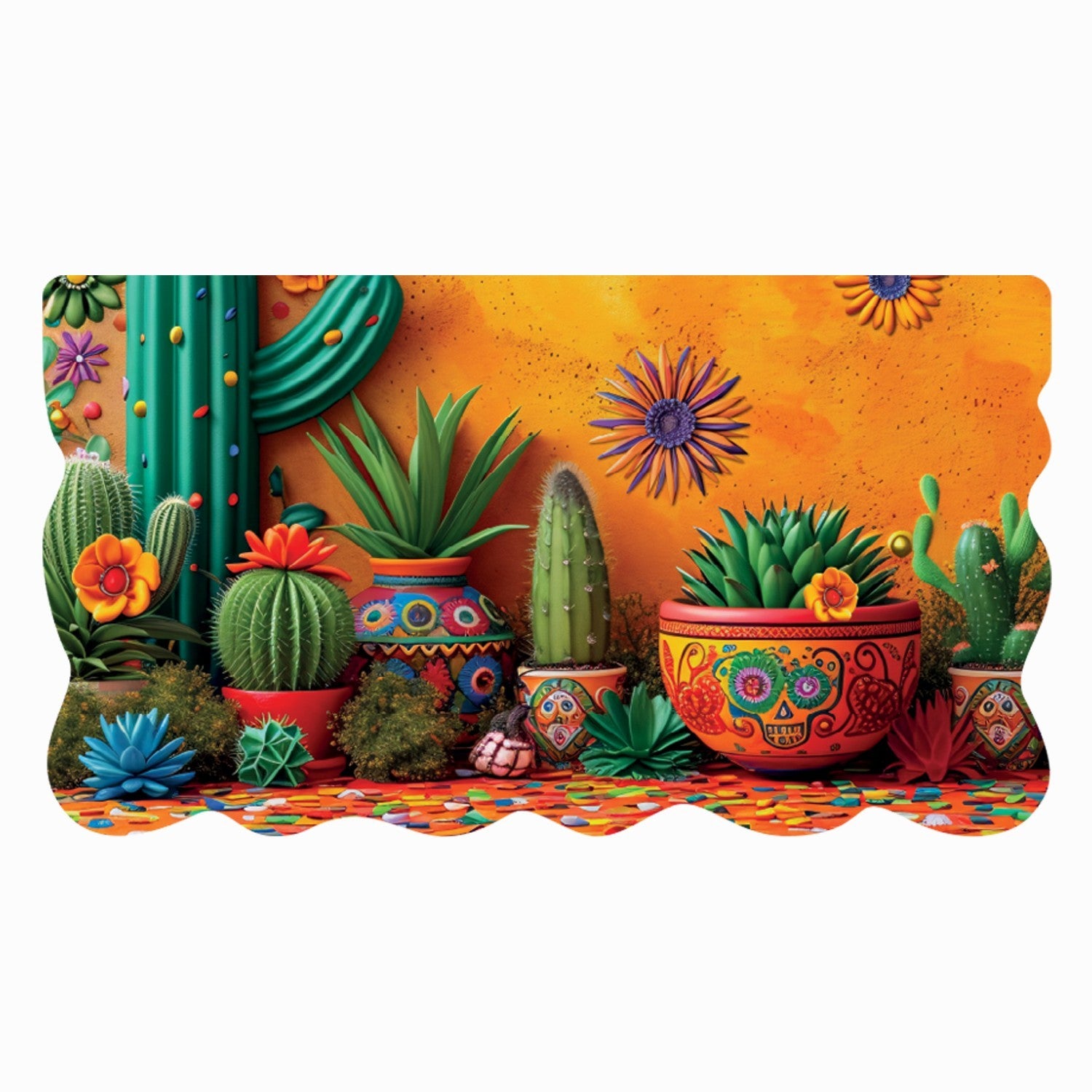 Dywan Kuchenny 50x90 cm Antypoślizgowa 100% Made in Italy Cyfrowy Wydruk Ukształtowany Le Forme Rośliny Kaktusowe