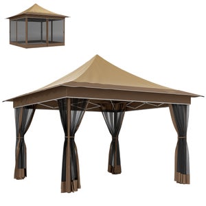 Tonnelle barnum pliable pop up style colonial 3,5 x 3,5 m marron beige