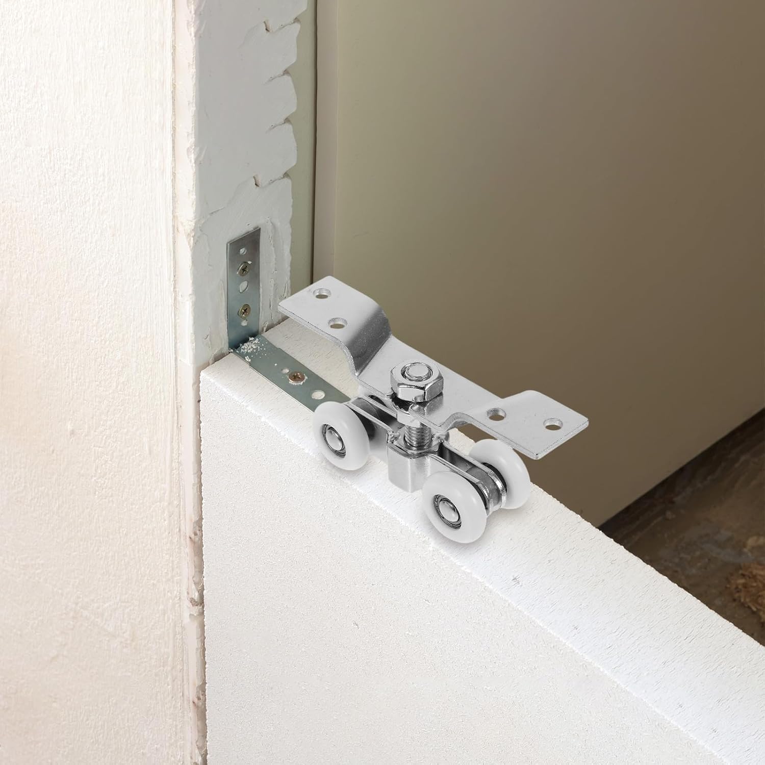 Kit de 2 Roulettes Silencieuses en Nylon et Acier Inoxydable, Poulies pour Portes Coulissantes à Galandage, Installation Facile pour Portes - 7