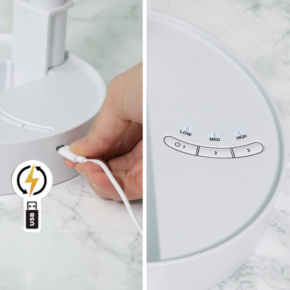 LIVINGTON Fold & Cold – Mini ventilatore estensibile con batteria – potente ventilatore USB con durata 10 ore – ventilatore flessibile da tavolo - 2