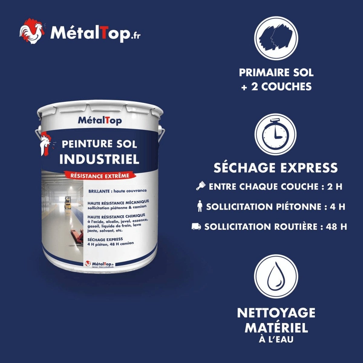 Peinture Sol Industriel - Brun gris - RAL 8019 - 15 L - Métaltop - 4