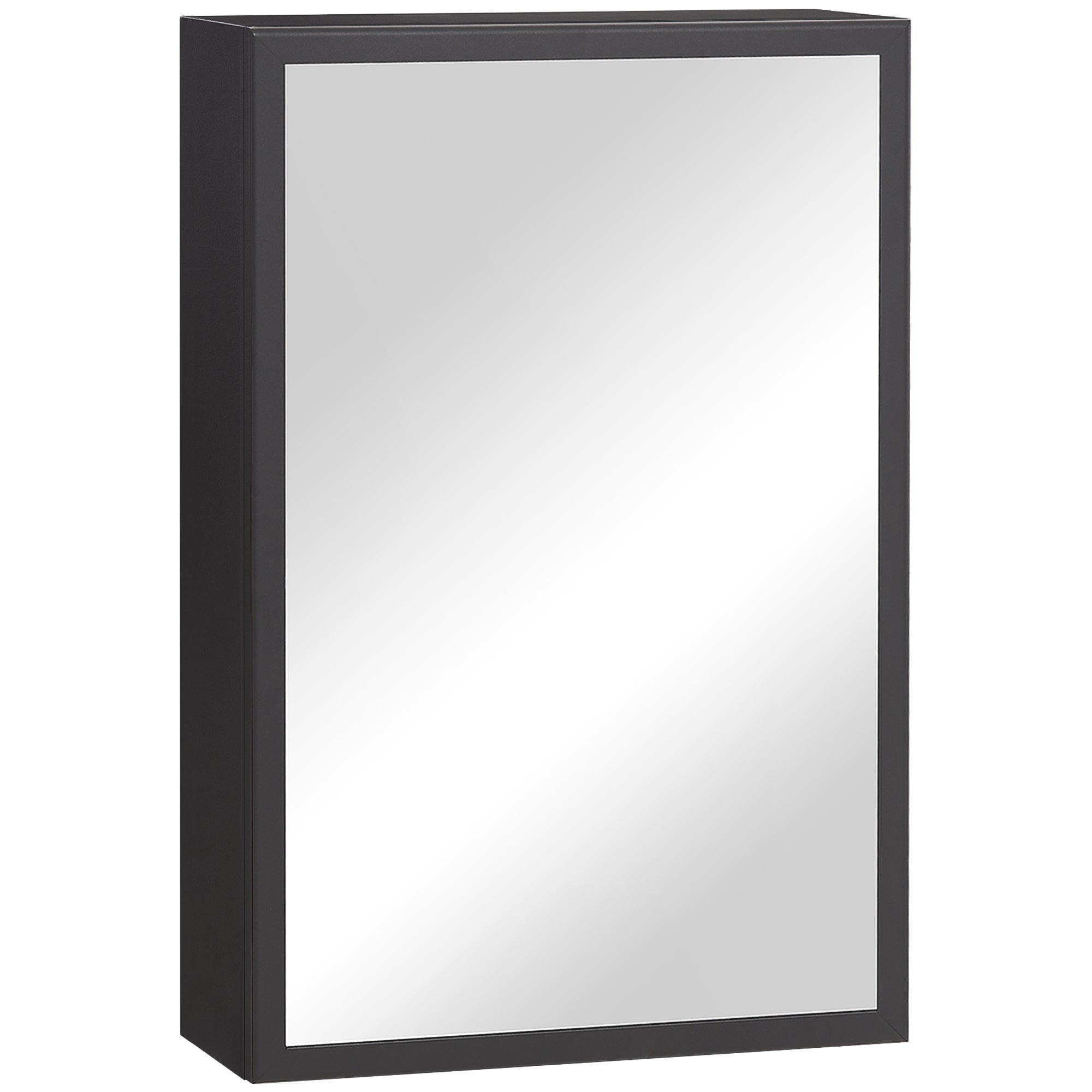 Armadietto bagno da parete 60x20x83 cm, 2 ante a specchio a doppio arco, ripiano a vista e porta asciugamani, metallo nero | Leroy Merlin