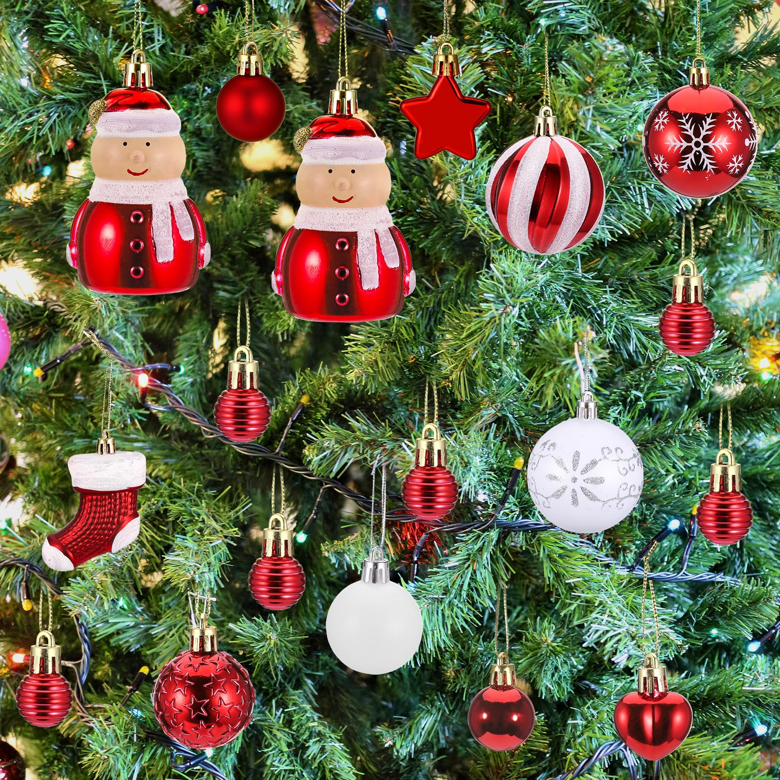 Juego de 72 adornos navideños de muñeco de nieve - Decoración para árbol de Navidad 2025, irrompibles - 3