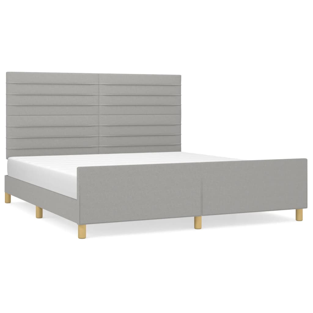 Cadre de lit sans matelas gris clair 160 x 200 cm en tissu - 2