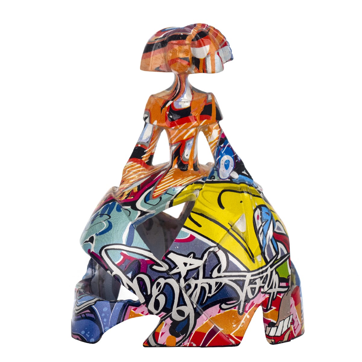 By sigris figura menina grafiti multicolor de resina 15*8*12cm figura de persona