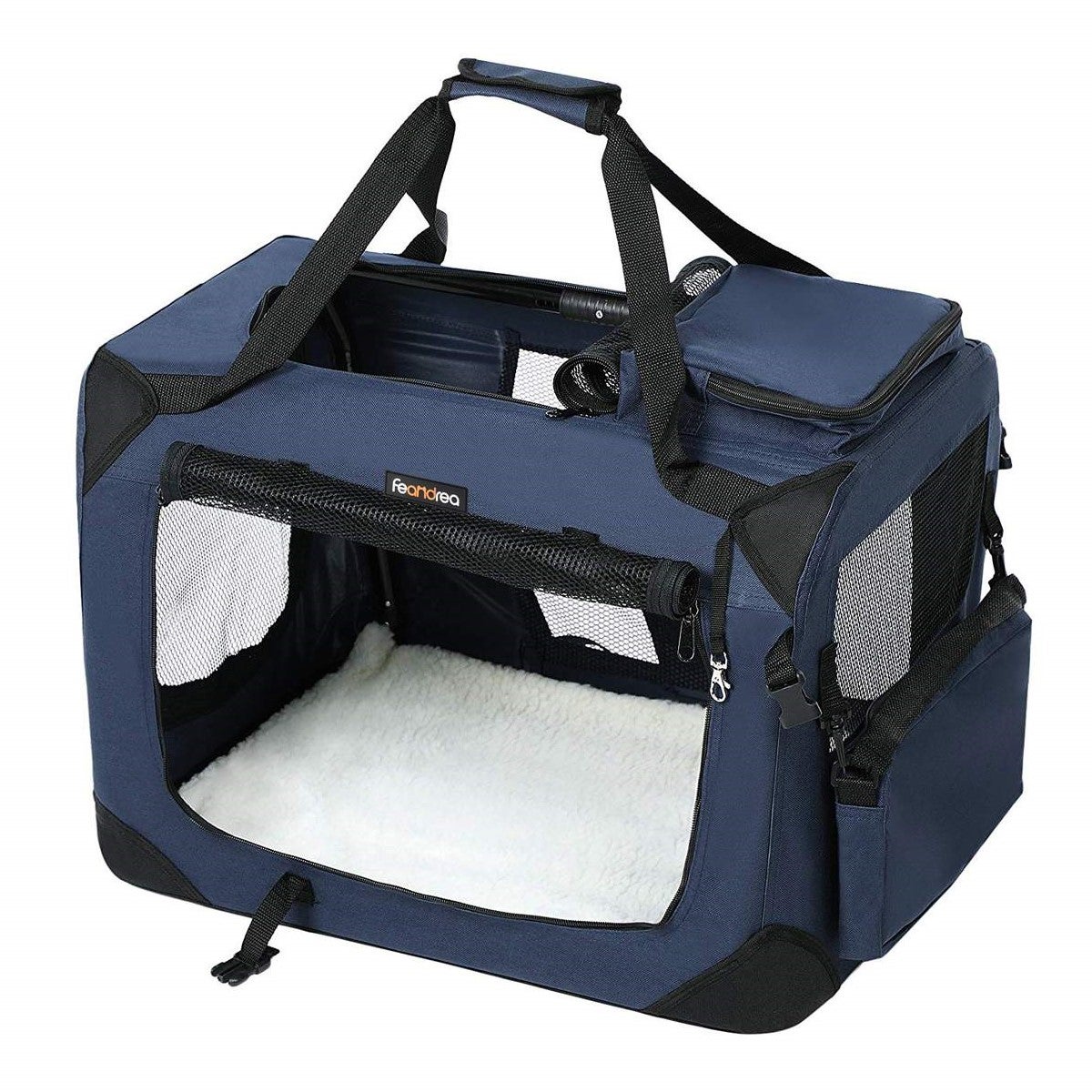 Genérico Azul Transportín Plegable Para Perros Talla Mediana 60X40x40 Cm Portador - Imagen 2