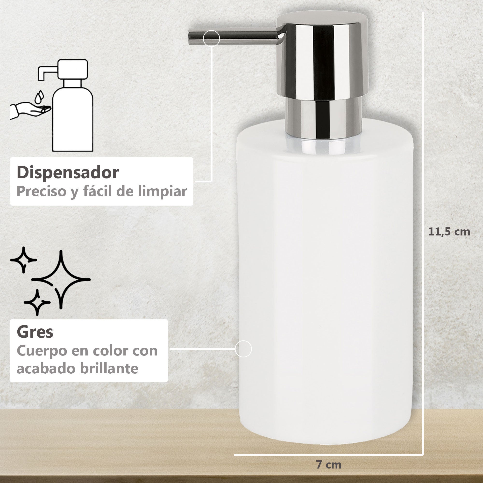 Distributeur de savon Porcelaine TUBE Blanc Spirella - 5