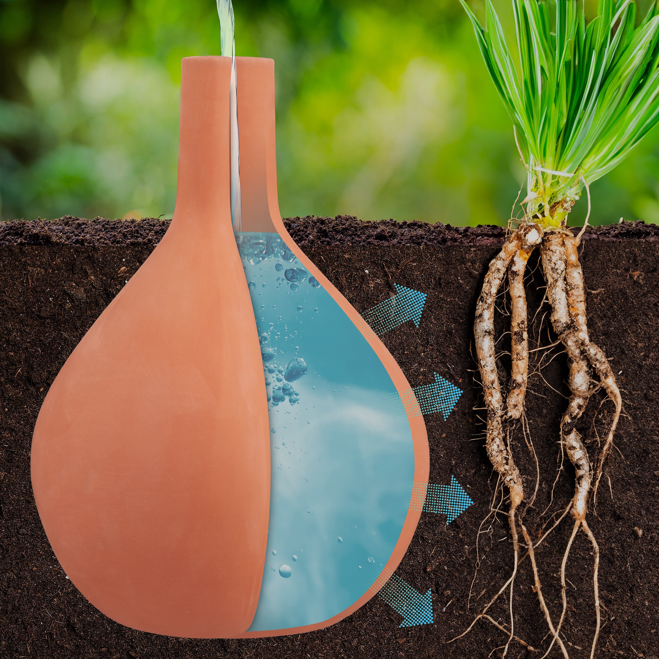 Relaxdays Olla, 3,5 l, barro, irrigação subterrânea, canteiros elevados, menor perda de água, vaso de barro, terracota - 2