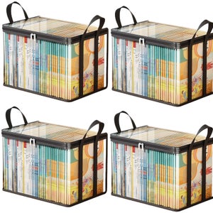 Creahaus Set di scatole portaoggetti in 2 pezzi con coperchio, scatola portaoggetti impilabile da 28 litri con ruote, scatola portaoggetti pieghevole