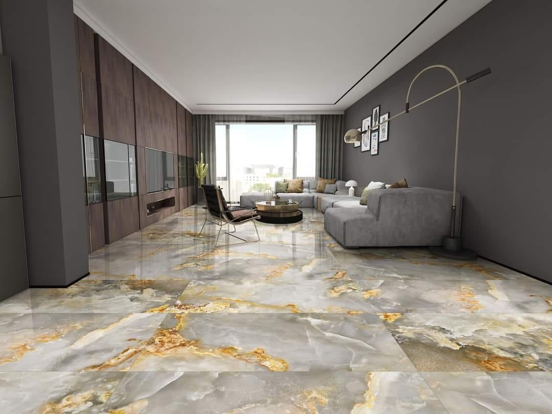 Carrelage sol/mur effet marbre brillant MARMO GOLD rectifie L.120 x l.60cm - 2