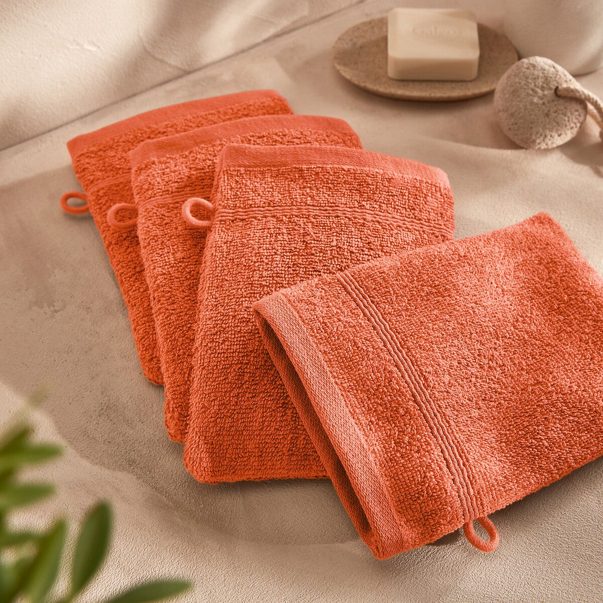 Gants De Toilette SOFTY Bordeaux - Lot De 2 - 16x21cm - 100% Coton - OEKO-TEX - Fabriqué Au Portugal