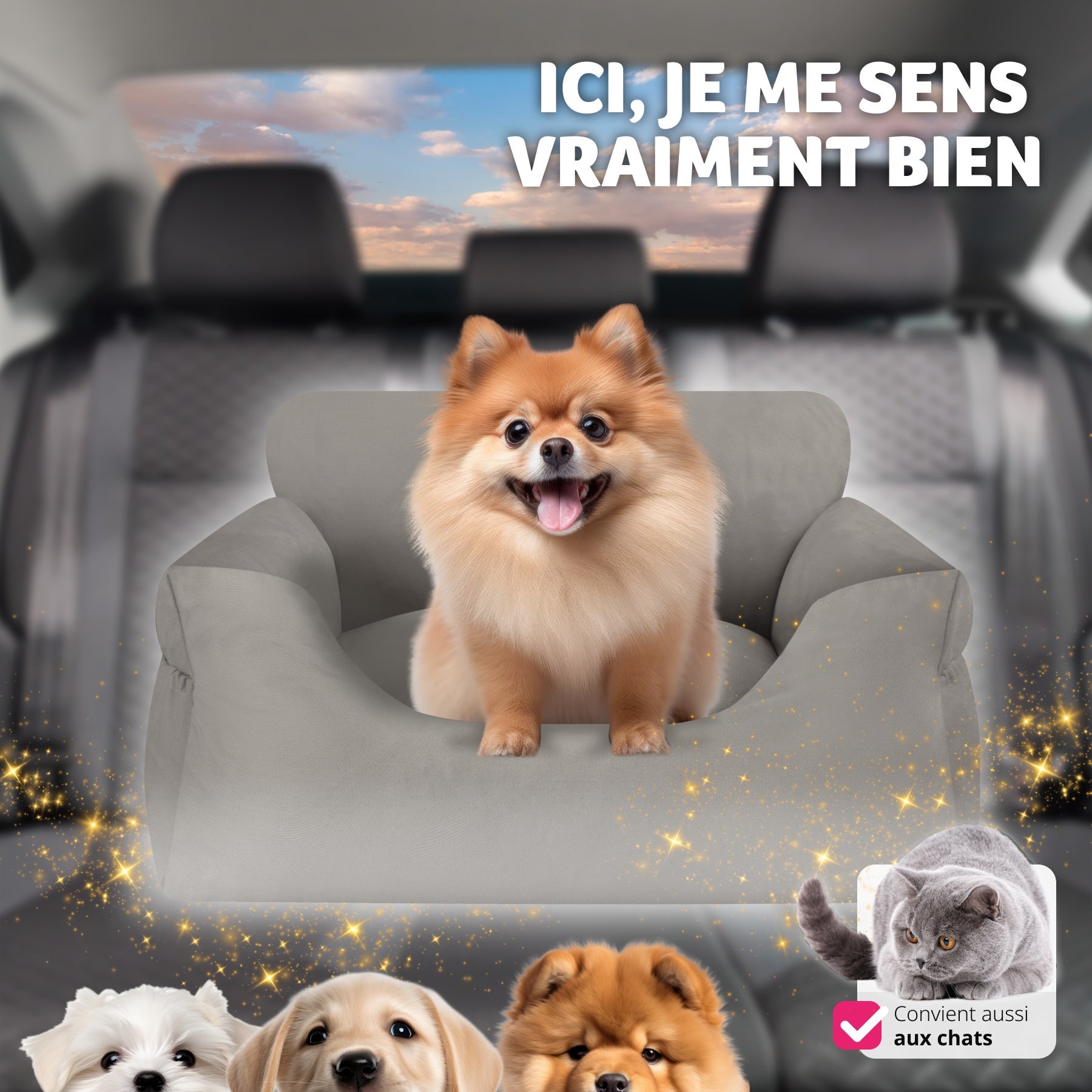 TECTAKE Assento de carro para cães Com 1 correia de segurança e 2 cintos de fixação, ajustável em comprimento - 8