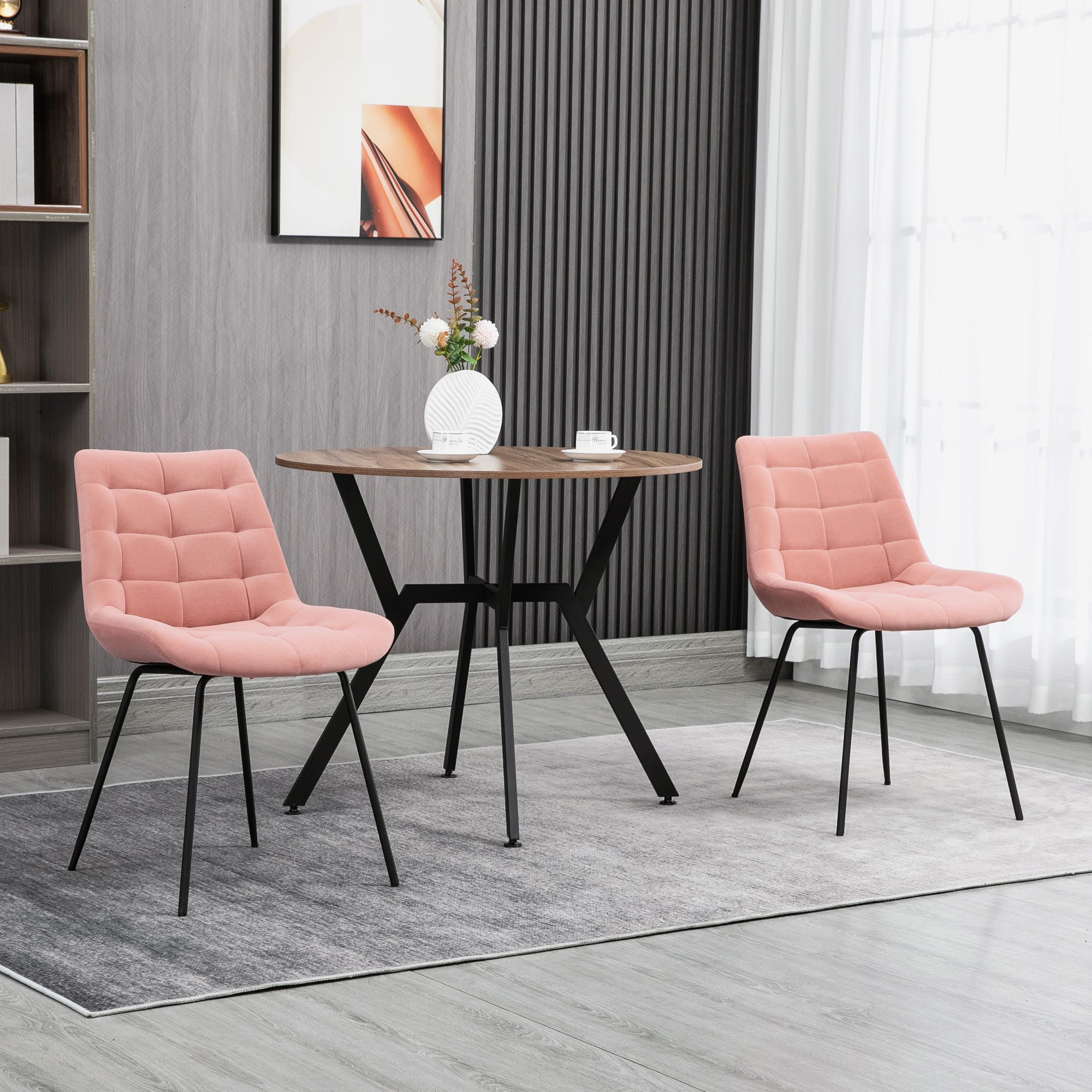 Conjunto de 2 sillas de comedor COVELO Terciopelo Gris pardo Conjunto de 2 sillas de comedor COVELO Terciopelo Gris pardo