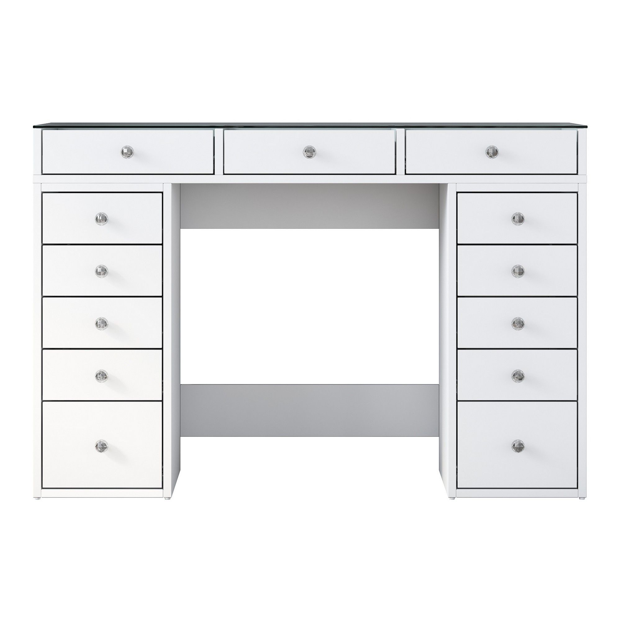 Mesa de Maquillaje Blanca 13 Cajones Encimera Cristal BJ105