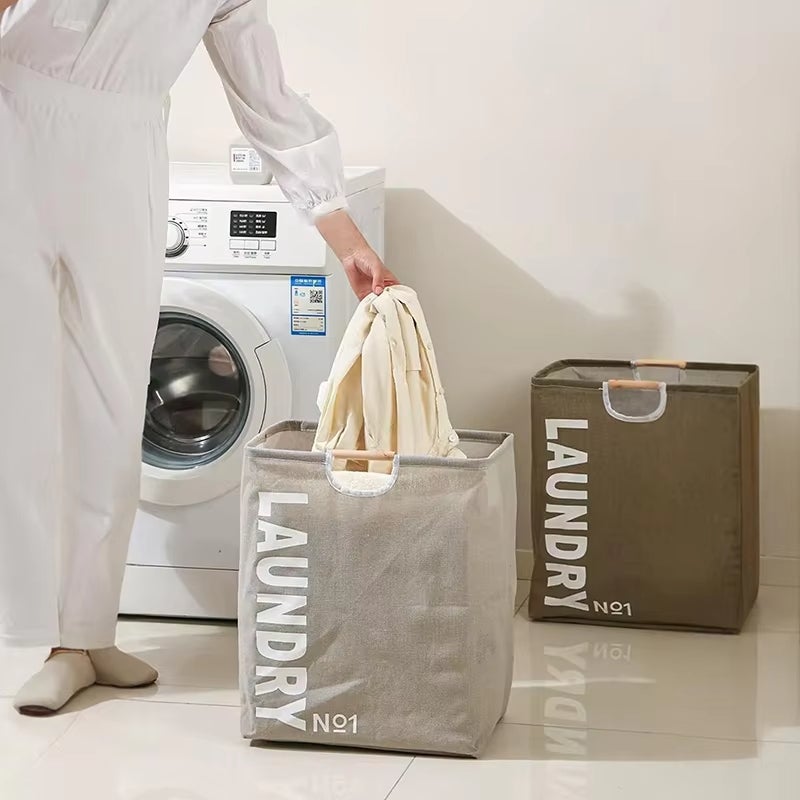 Lot De 2 Paniers à Linge Sale + 2 Sacs à Linge - Grande Capacité, Pliables, Maille Respirante