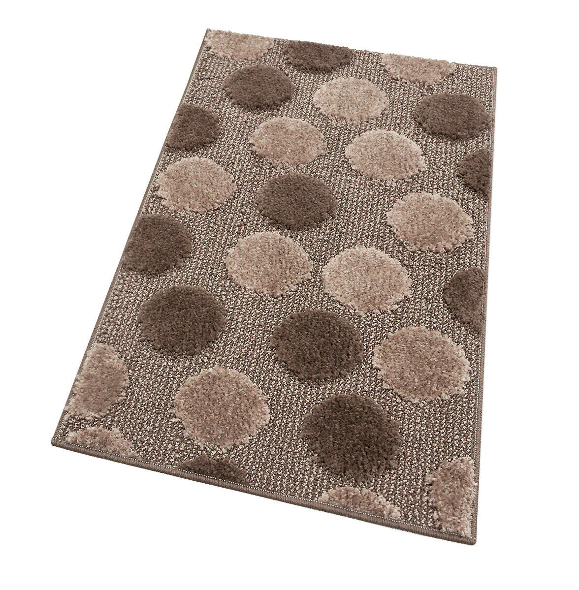 Alfombra de baño 65x130 cm para ducha pie de cama moderna suave antideslizante absorbente shaggy lunares marrón