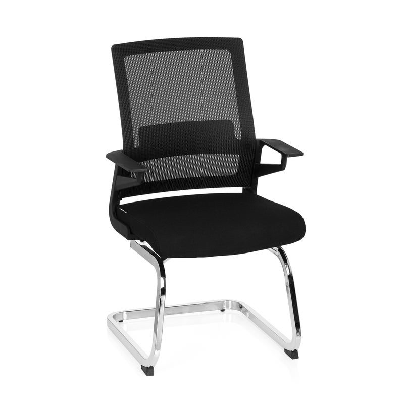 Krzesło konferencyjne / na płozie / krzesło INVENTOR V tkanina czarna hjh OFFICE