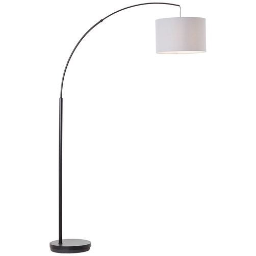 Lampadaire Brilliant Jimena Design Bois Huilé Et Textile Gris - Ampoule A60 E27 Incluse