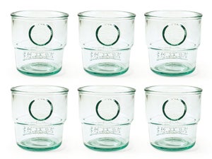 Baroni Home Set 6 pz di Bicchieri in Vetro Colorati e Decorati con Righe in Rilievo 30 CL, Bicchieri Eleganti Lavabili in Lavastoviglie, 8x8x10 cm, Trasparente
