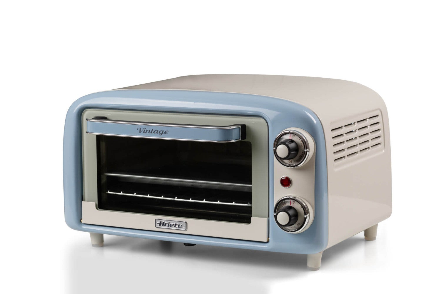 Ariete Horno Eléctrico Vintage 3919, 800 W, Capacidad De 10 L, Doble Cristal, Retrà², Azul/Claro , Leroy Merlin