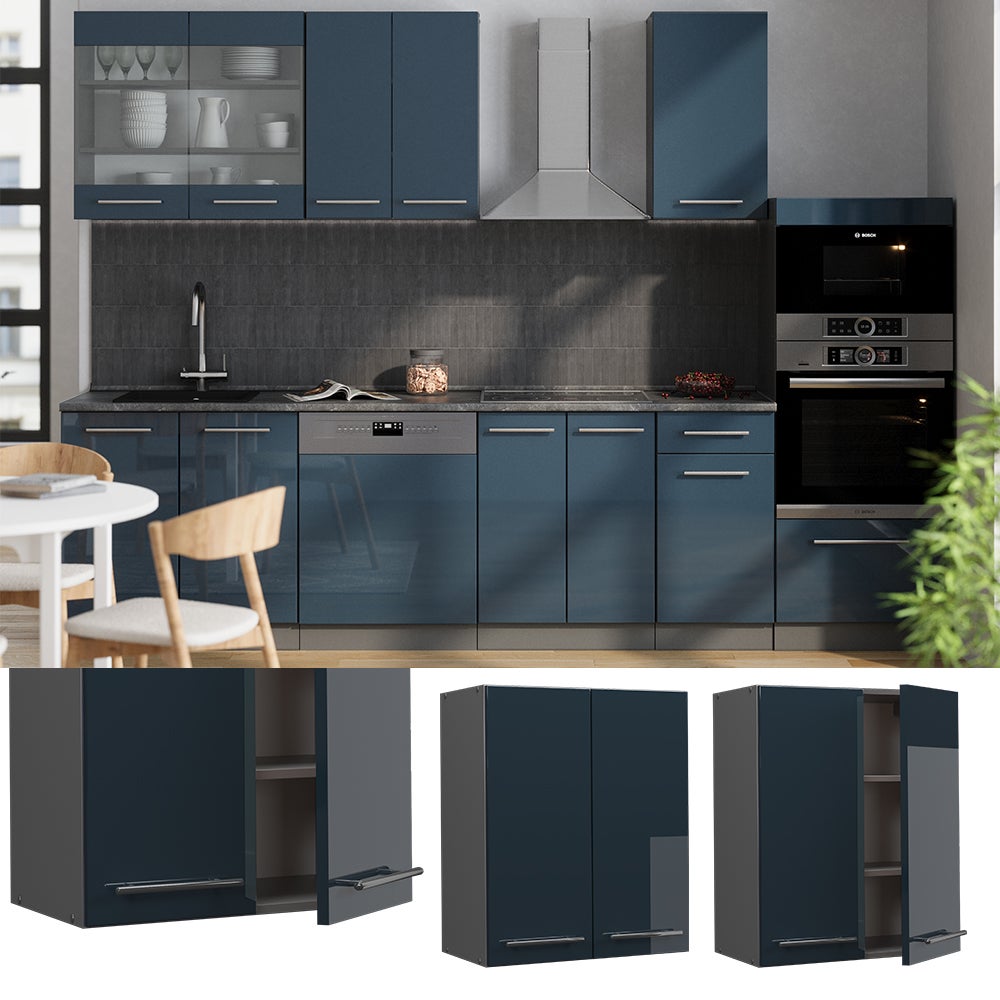 Vicco Elément haut de cuisine Fame-Line, Bleu foncé brillant, 60cm - 2
