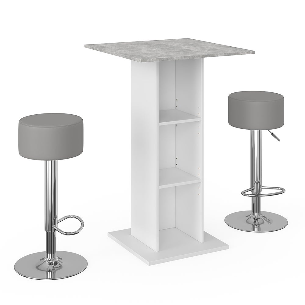 Vicco Zestaw stołu barowego Rodeo, Beton, 70 x 70 cm z 2 stołkami barowymi