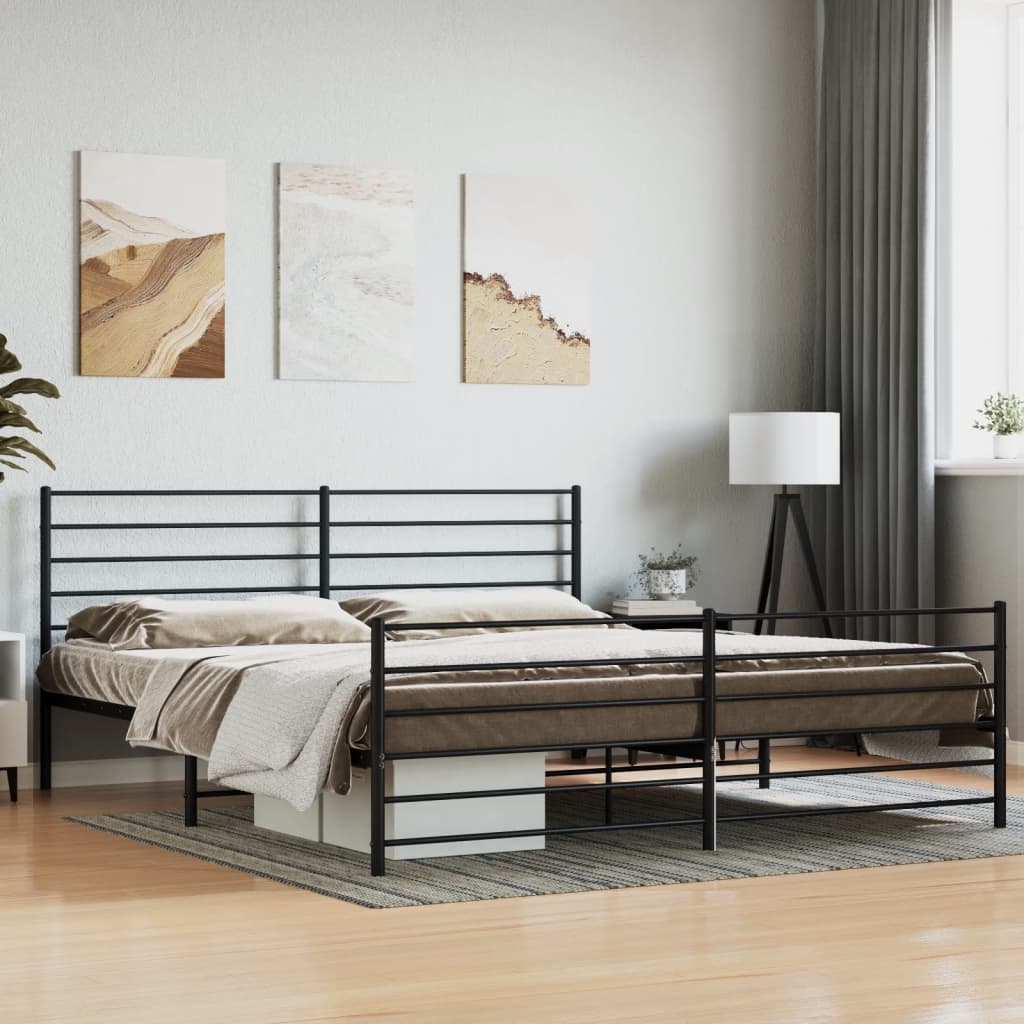 Giroletto In Metallo VidaXL 160x200 Cm - Letto Doppio Nero Con Rete A Doghe