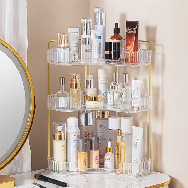 Plateau Organisateur Transparent Pour Maquillage Et Parfums - 28x18x9 Cm - Pour Salle De Bain, Coiffeuse, Bureau - Gain De Place