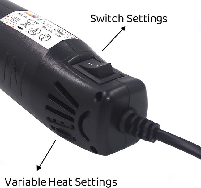 Zakres temperatur pistoletu na gorące powietrze (150°C do 280°C) 300 W Szybkie nagrzewanie do majsterkowania, wytłaczania, rękodzieła (czarny)