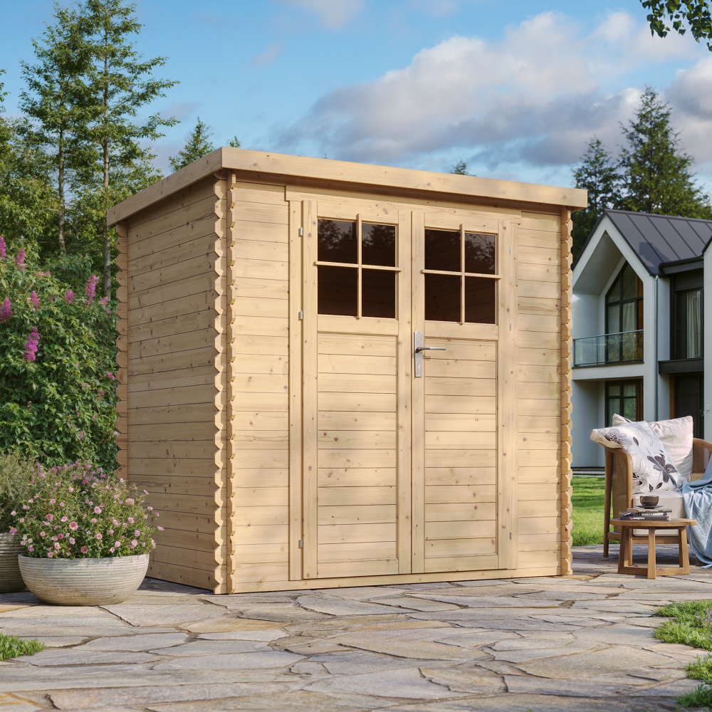 Abri de jardin en bois- porte verrouillable de haute qualité - Stockage extérieur l204xL142xH200cm/2.22m2- Petit abri à outils TIMBELA M311F - 4
