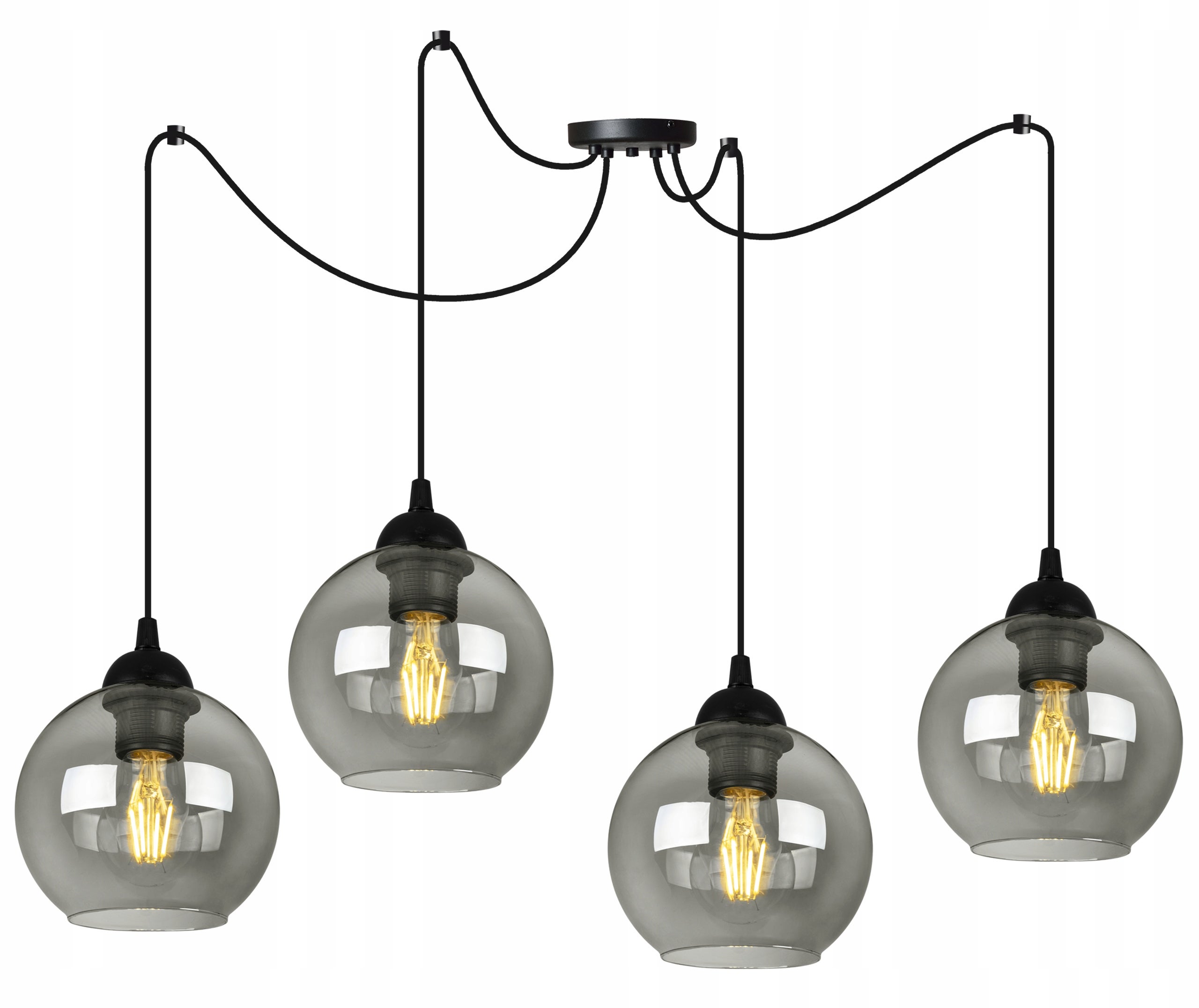 Lampa sufitowa wisząca Spider Haga modern 4xE27 abażur kula grafitowa Light Home LH