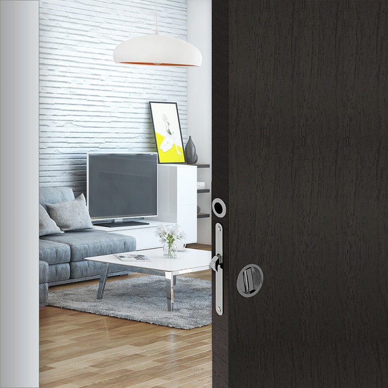 Kit serrure à condamnation, poignée ronde, acier finition satiné - 2