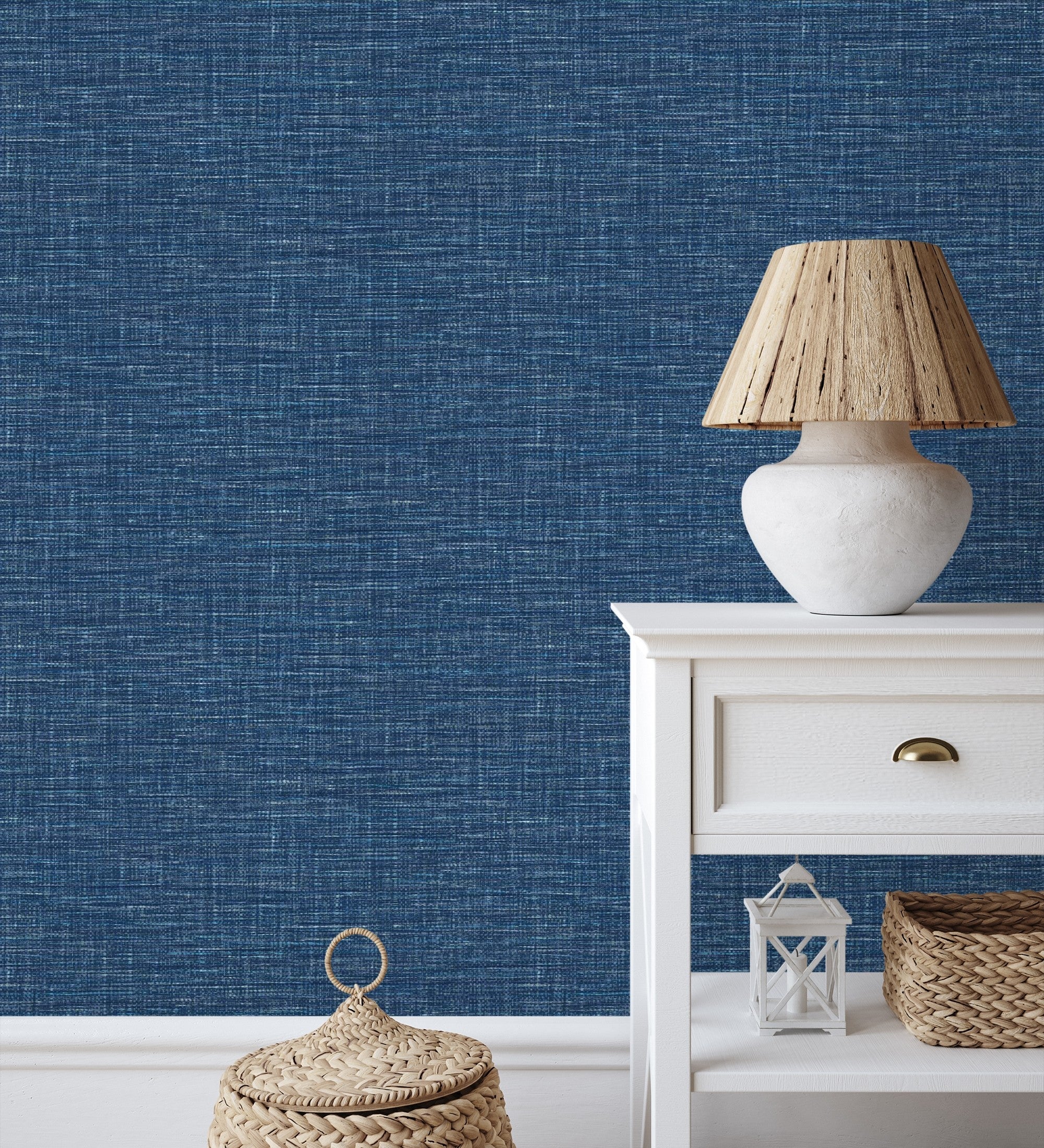 Papel pintado vinílico ecológico efecto fibra vegetal tejida teñida con textura en relieve - soho fabric 680751 de gaulan - rollo de 10 m x 0,53 m